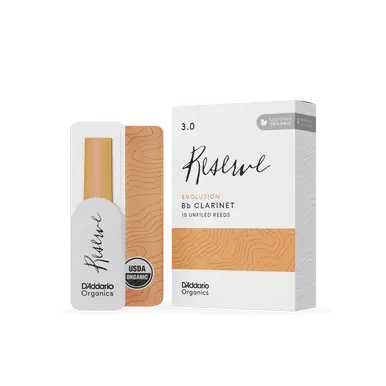 In Demand Heid Music | D'Addario Organic Reserve Evolution Bb Clarinet Reed - Strength 3.0, 10 pack