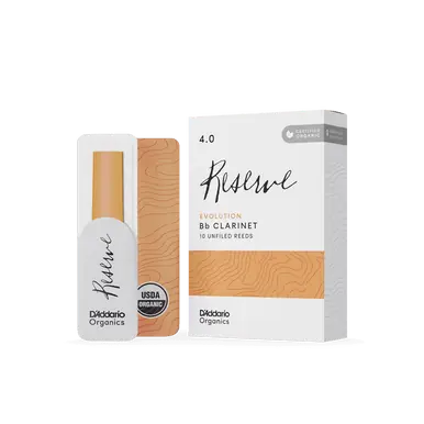 Heid Music | D'Addario Organic Reserve Evolution Bb Clarinet Reeds, Strength 4.0, 10 pack While Supplies Last
