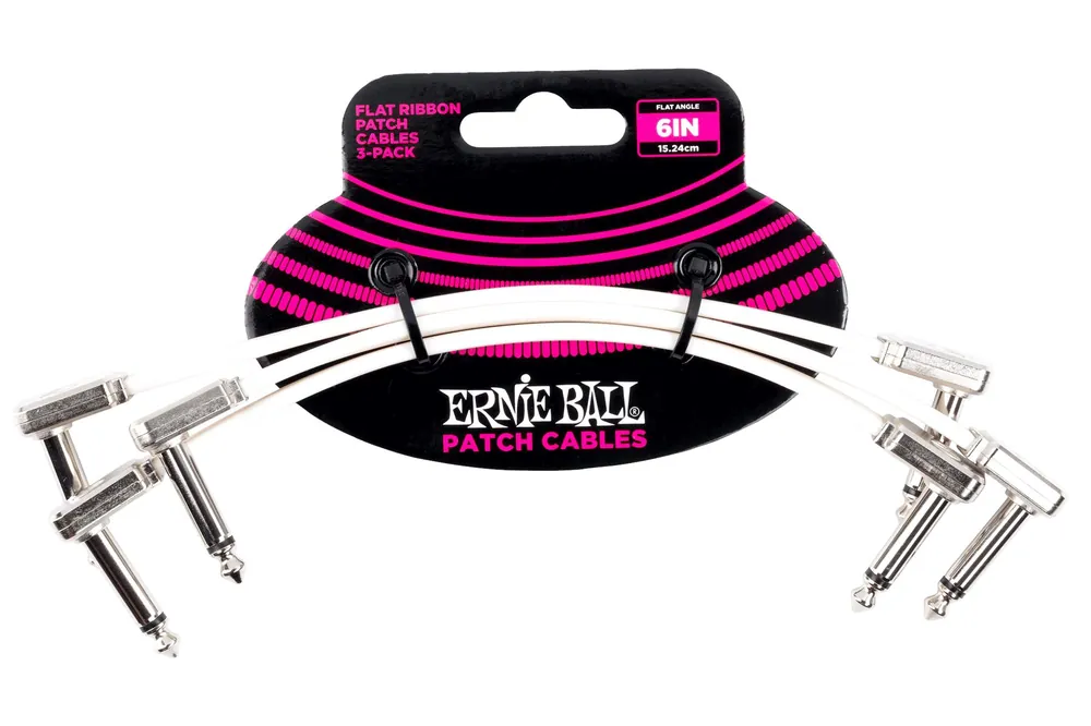 Budget Ernie Ball 6" Flat Ribbon Patch Cable White 3 Pack - WHITE - Terry Carter Music Store