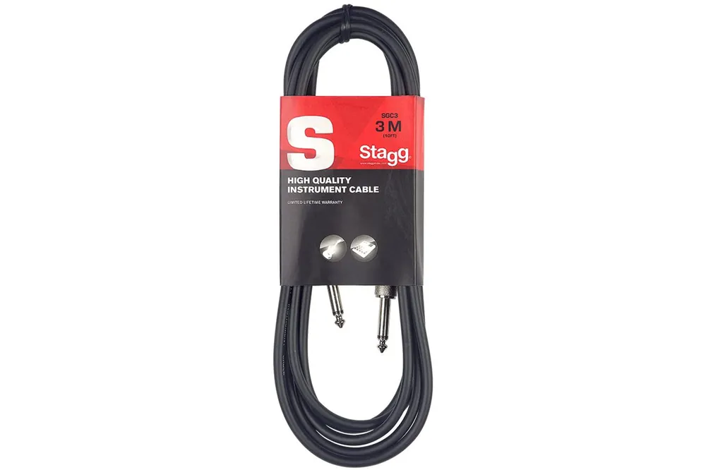 Money Back Guarantee Stagg SGC3 S-Series 1/4 Inch Instrument Cable - 10 Feet - Terry Carter Music Store