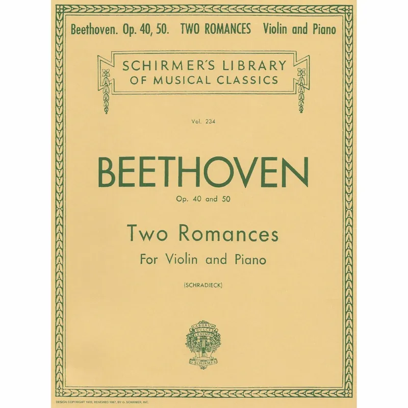Beethoven — Two Romances, Op. 40 & 50 for Violin and Piano Instant Buy