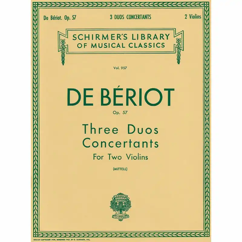 Clearance Beriot — Three Duos Concertants, Op. 57 for Two Violins