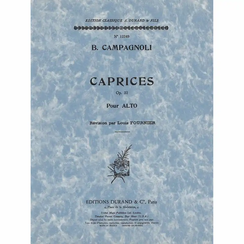 Warranty Included Campagnoli — Caprices, Op. 22 for Viola
