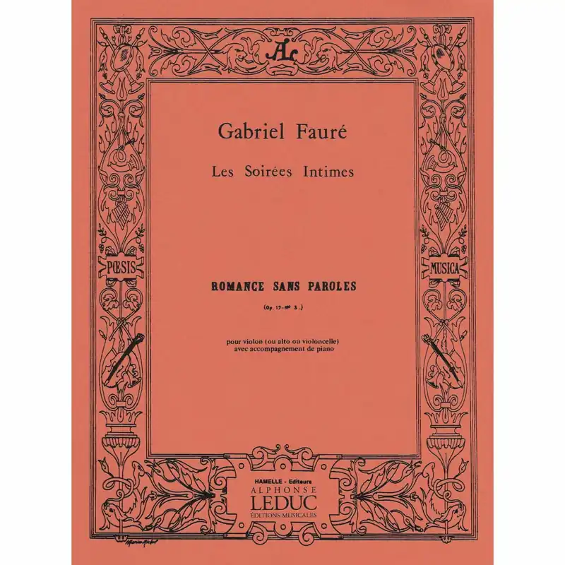 Worldwide Shipping Faure — Romance sans paroles, Op. 17, No. 3 for Violin, Viola, or Cello and Piano