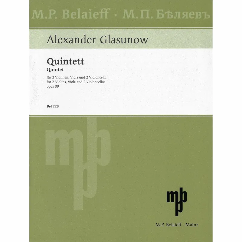 Glazunov — String Quintet, Op. 39 Buy Direct