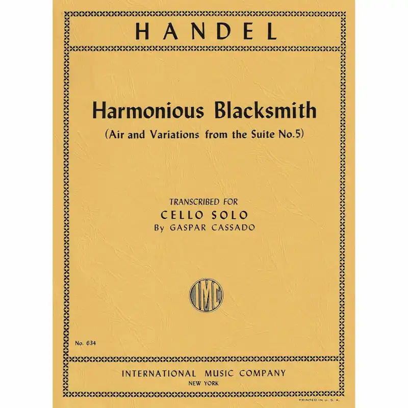 Handel — Harmonious Blacksmith for Solo Cello New Release