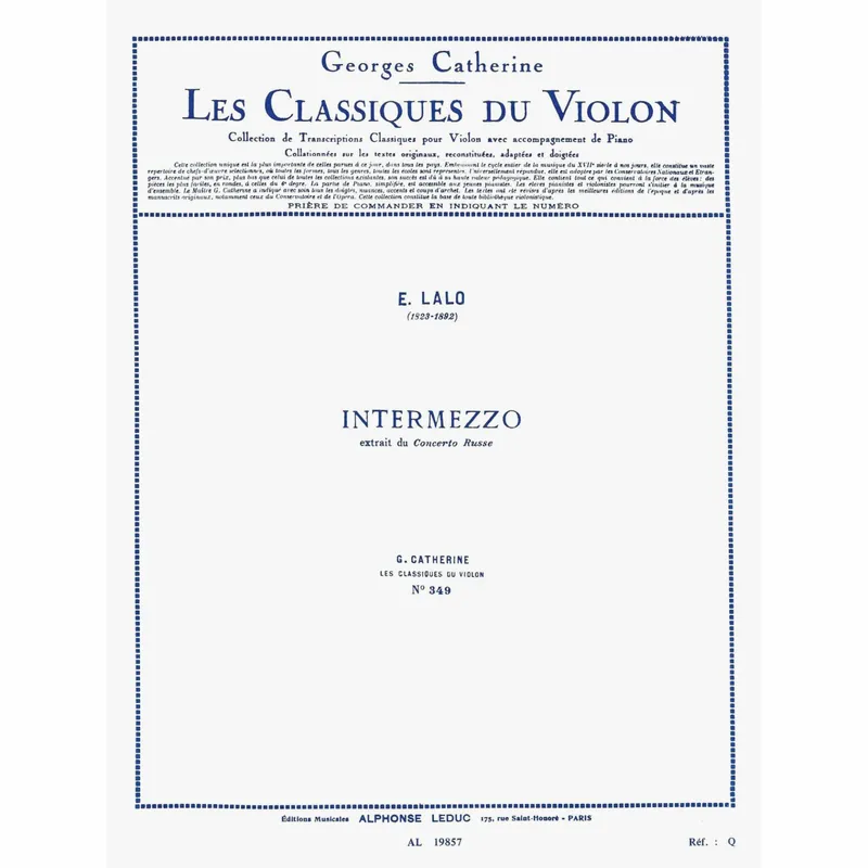 Top Pick Lalo — Intermezzo, from Concerto russe for Violin and Piano