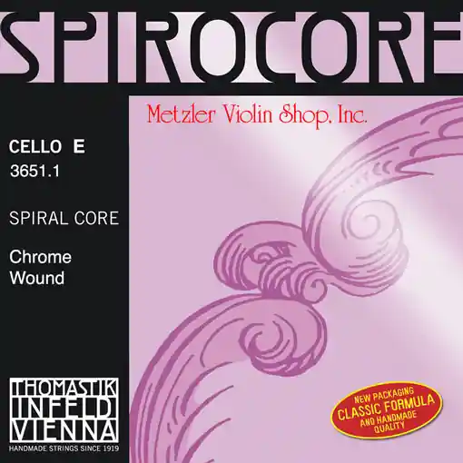 SPIROCORE cello E string, chrome wound, medium, by Thomastik-Infeld Handmade