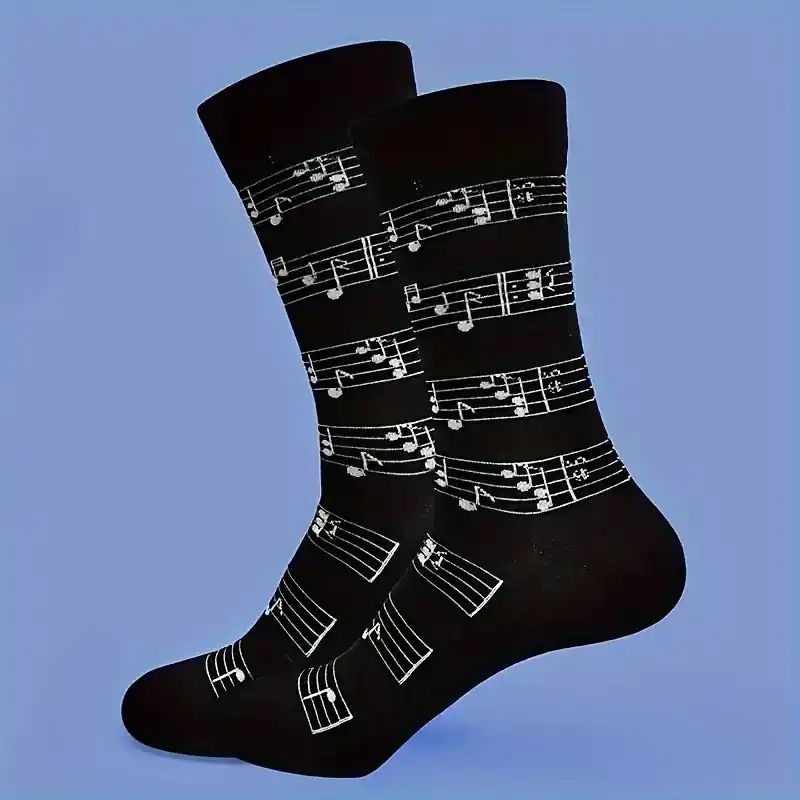 Men's Music Themed Soft Cotton Blend Crew Socks Latest