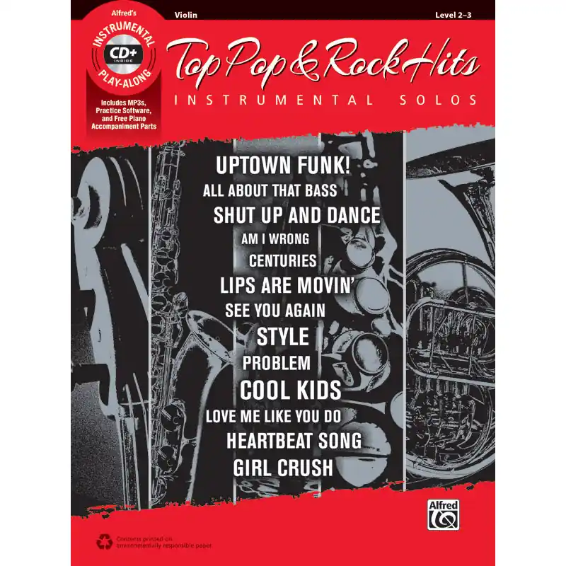 Top Pop & Rock Hits Instrumental Solos: Violin Level 2-3 (Book & CD) Express Delivery