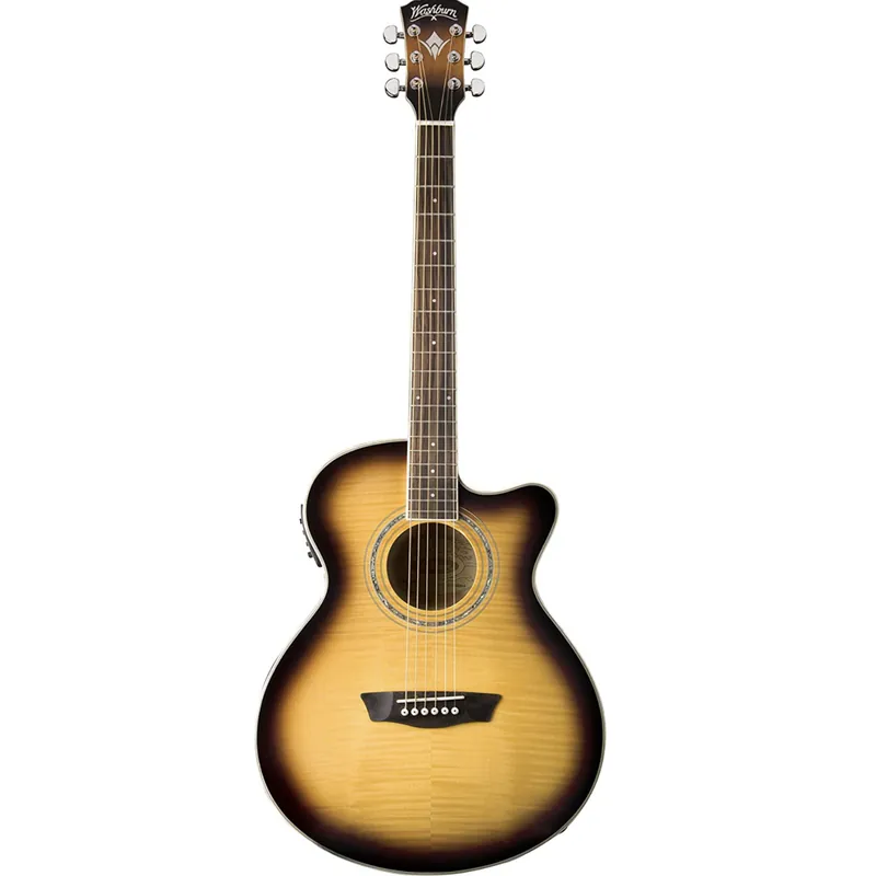 Washburn Festival Series Mini Jumbo Cutaway Acoustic Electric Guitar Tobacco Burst Special Discount