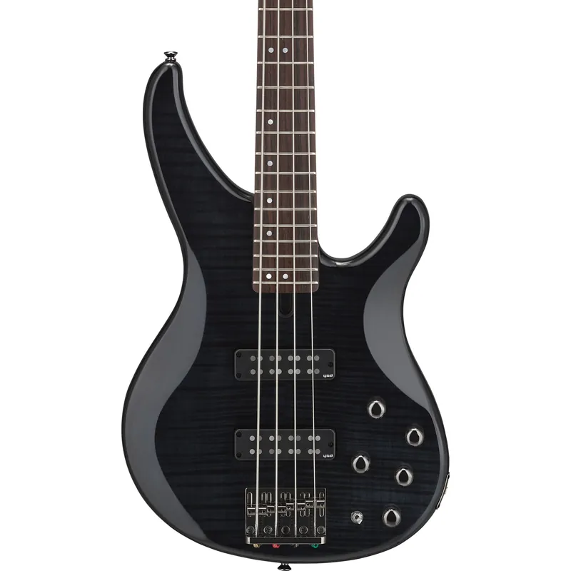 Yamaha TRBX604 4-String Bass - Flamed Maple, Translucent Black Money Back Guarantee