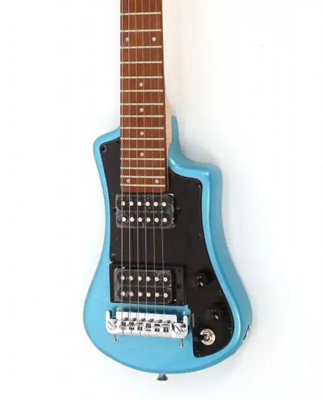 Hofner Shorty Deluxe 2 Humbucker Travel Electric Guitar in Blue with G Sale