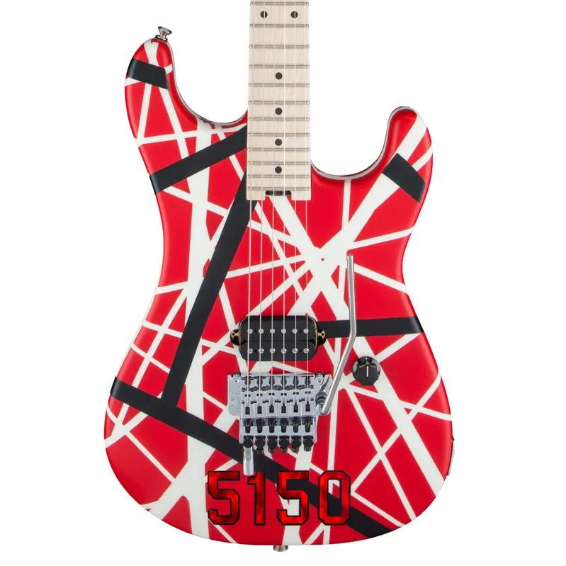 EVH Striped Series 5150® Electric Guitar Red, Black and White Stripes Money Back Guarantee