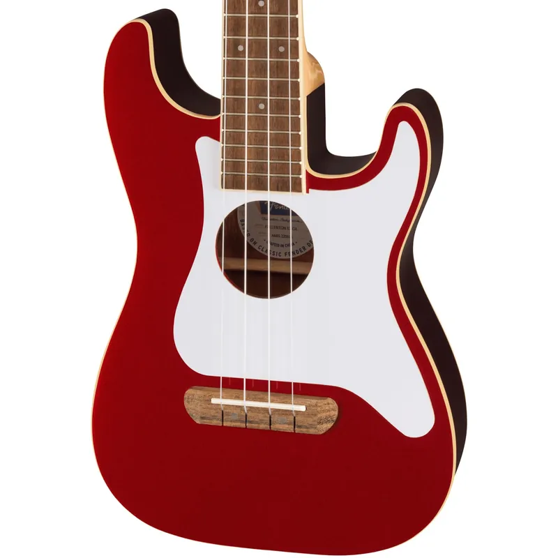 Worldwide Shipping Fender Fullerton Strat Ukulele - Candy Apple Red, Walnut Fingerboard