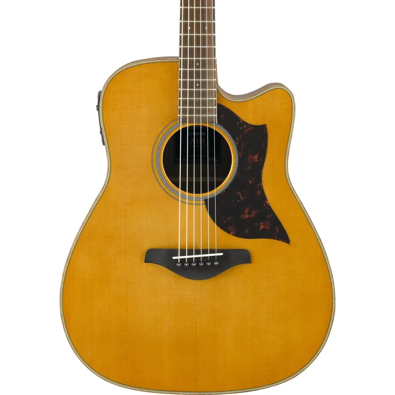 Yamaha A1MVN Folk Cutaway Acoustic Electric Guitar in Vintage Natural Hot Picks