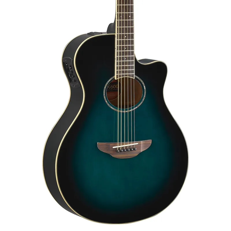 Yamaha APX600BL Thinline Acoustic Electric Guitar in Oriental Blue Bur Same Day Shipping