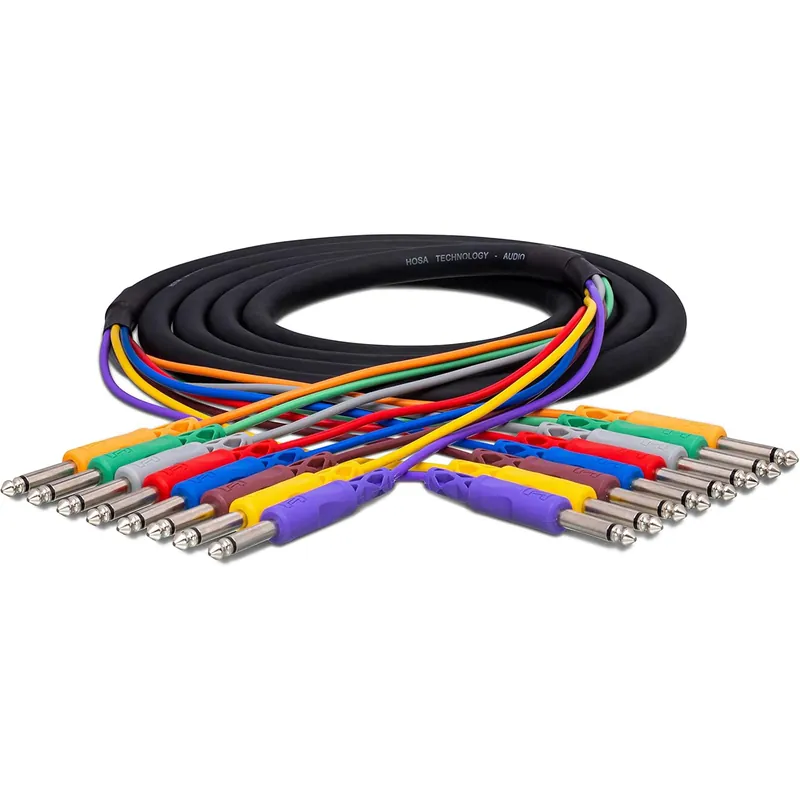 Bulk Order Hosa CPP-890 8pc Patch Cables 1/4"" TS to TS 3ft