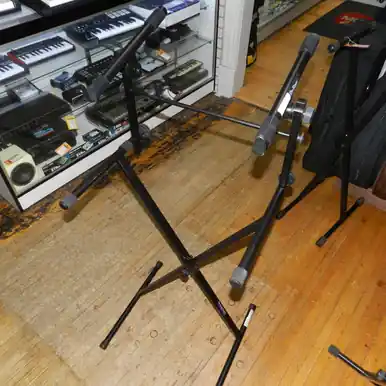 Used On Stage SINGLE BRACED DOUBLE KEYBOARD STAND Tiered Keyboard Stand Direct From Factory